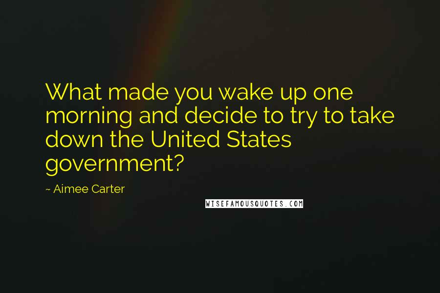 Aimee Carter quotes: What made you wake up one morning and decide to try to take down the United States government?