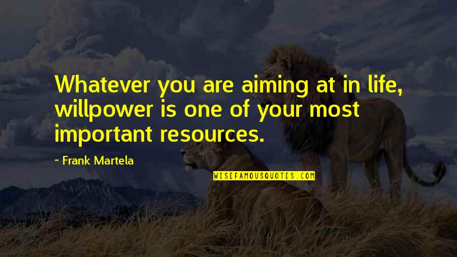Aiming For The Best Quotes By Frank Martela: Whatever you are aiming at in life, willpower