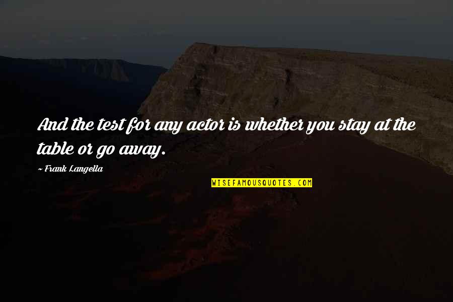 Ainda Que Quotes By Frank Langella: And the test for any actor is whether