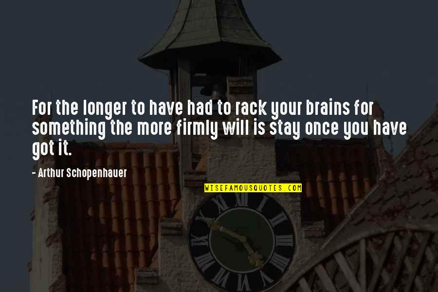 Ainoa Harteta Quotes By Arthur Schopenhauer: For the longer to have had to rack Ainoa Harteta Quotes By Arthur Schopenhauer: For the longer to have had to rack