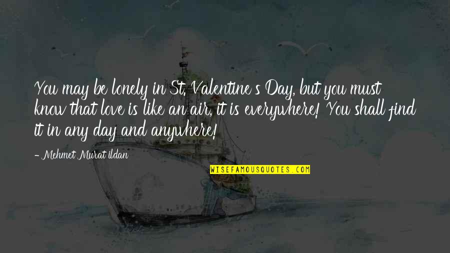 Air And Love Quotes By Mehmet Murat Ildan: You may be lonely in St. Valentine's Day,