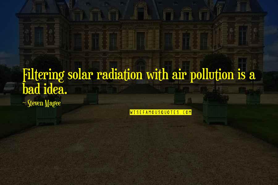 Air Filter Quotes By Steven Magee: Filtering solar radiation with air pollution is a