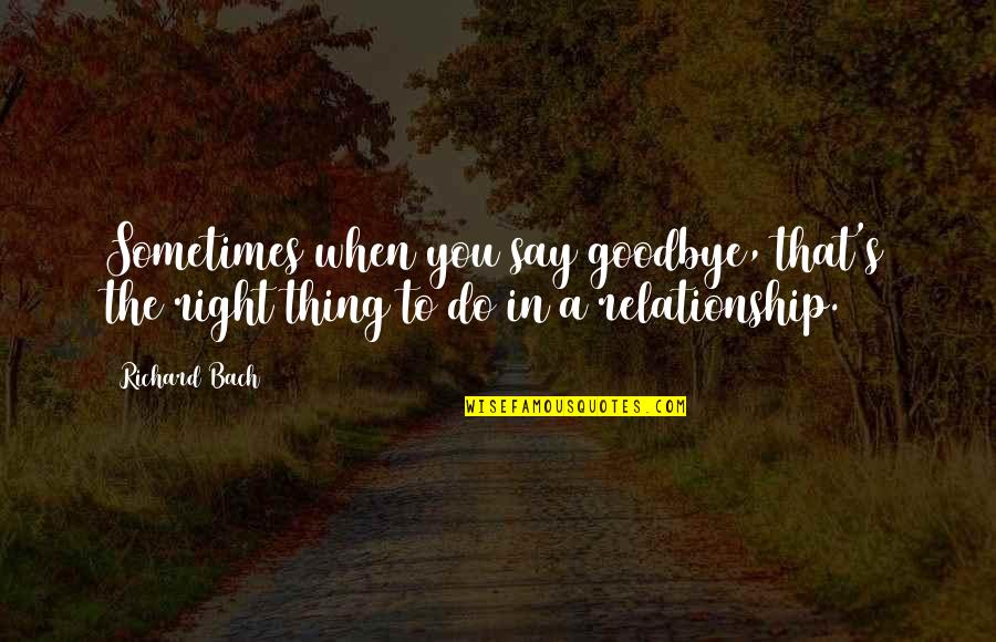 Air Force Cyberspace Quotes By Richard Bach: Sometimes when you say goodbye, that's the right