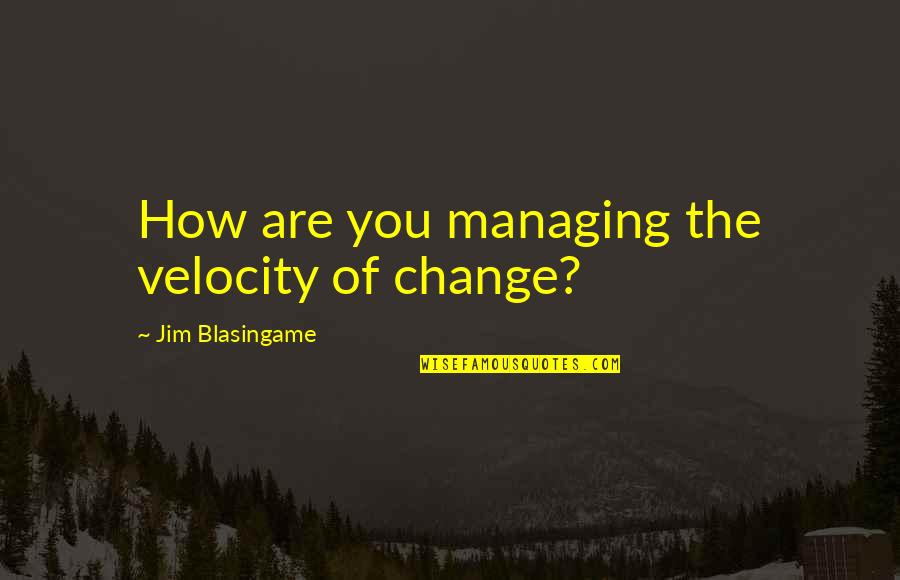 Air Force Famous Quotes By Jim Blasingame: How are you managing the velocity of change?