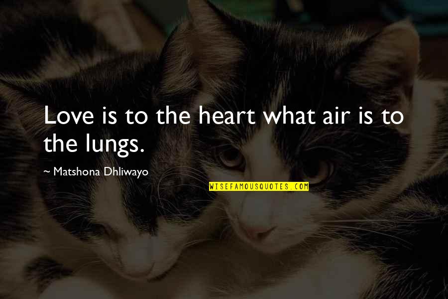 Air Quotes And Quotes By Matshona Dhliwayo: Love is to the heart what air is