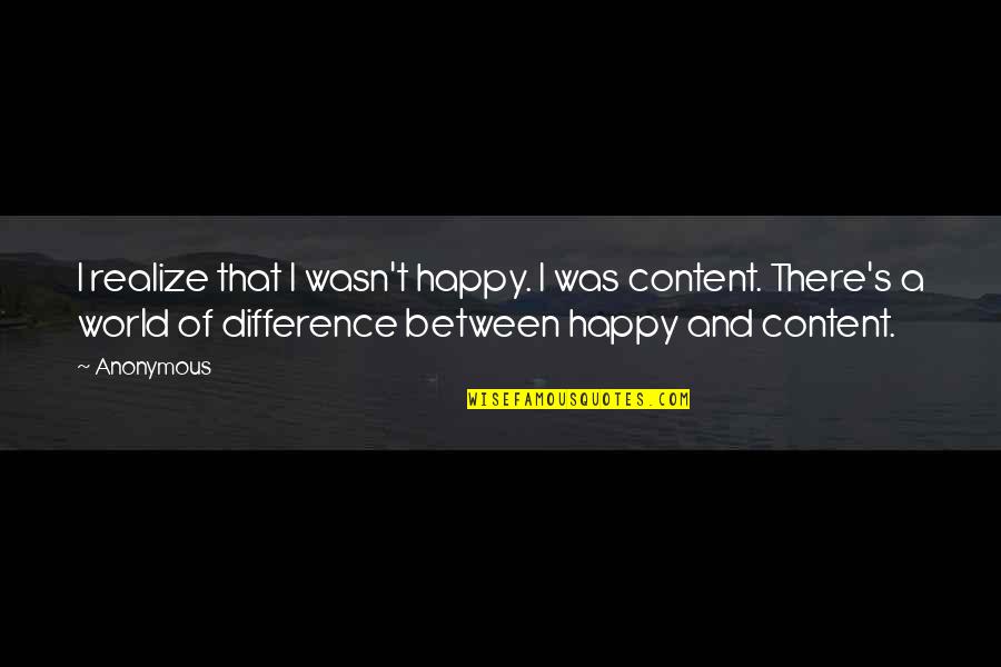 Airado Sinonimos Quotes By Anonymous: I realize that I wasn't happy. I was Airado Sinonimos Quotes By Anonymous: I realize that I wasn't happy. I was