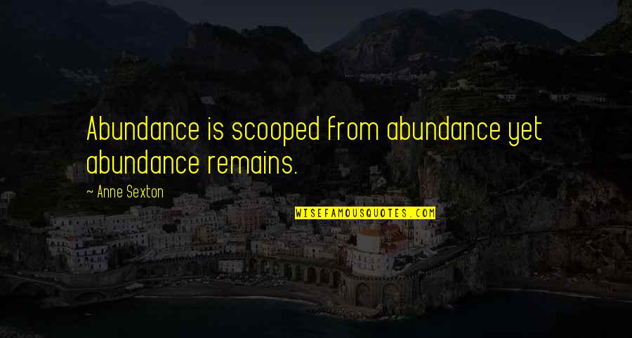 Airbuses Quotes By Anne Sexton: Abundance is scooped from abundance yet abundance remains.