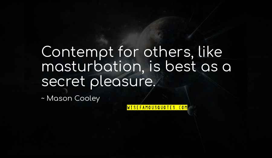 Aircraft Mechanic Inspirational Quotes By Mason Cooley: Contempt for others, like masturbation, is best as