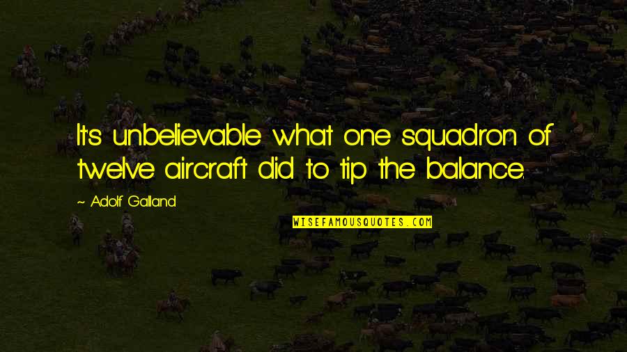 Aircraft Quotes By Adolf Galland: It's unbelievable what one squadron of twelve aircraft