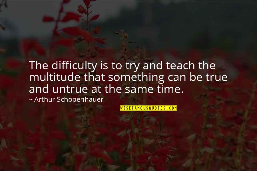 Airspeed Velocity Of A Swallow Quote Quotes By Arthur Schopenhauer: The difficulty is to try and teach the