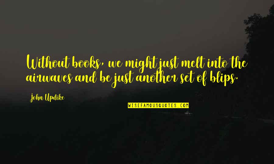 Airwaves Quotes By John Updike: Without books, we might just melt into the