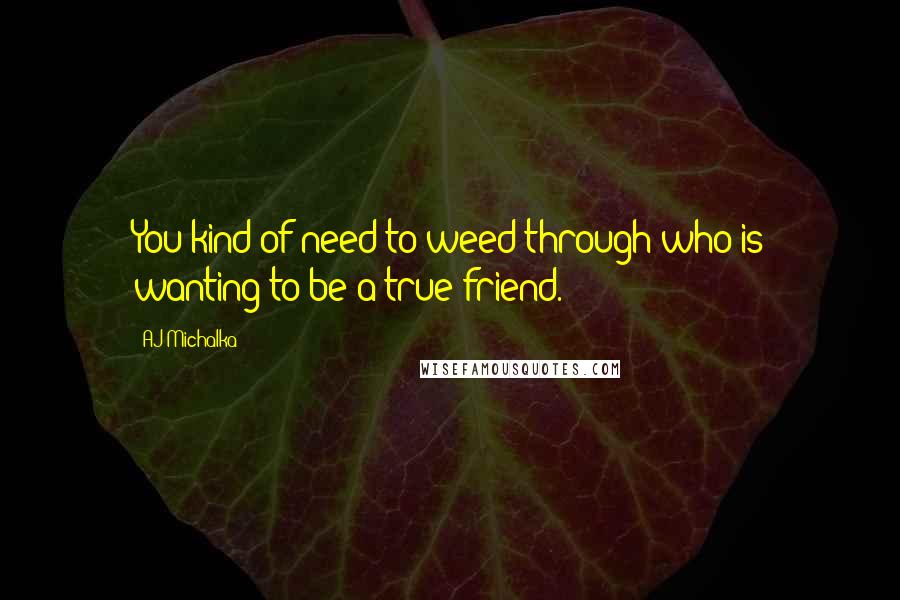 AJ Michalka quotes: You kind of need to weed through who is wanting to be a true friend.