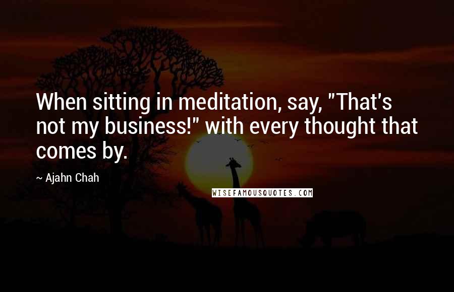 Ajahn Chah quotes: When sitting in meditation, say, "That's not my business!" with every thought that comes by.