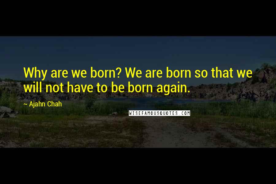 Ajahn Chah quotes: Why are we born? We are born so that we will not have to be born again.