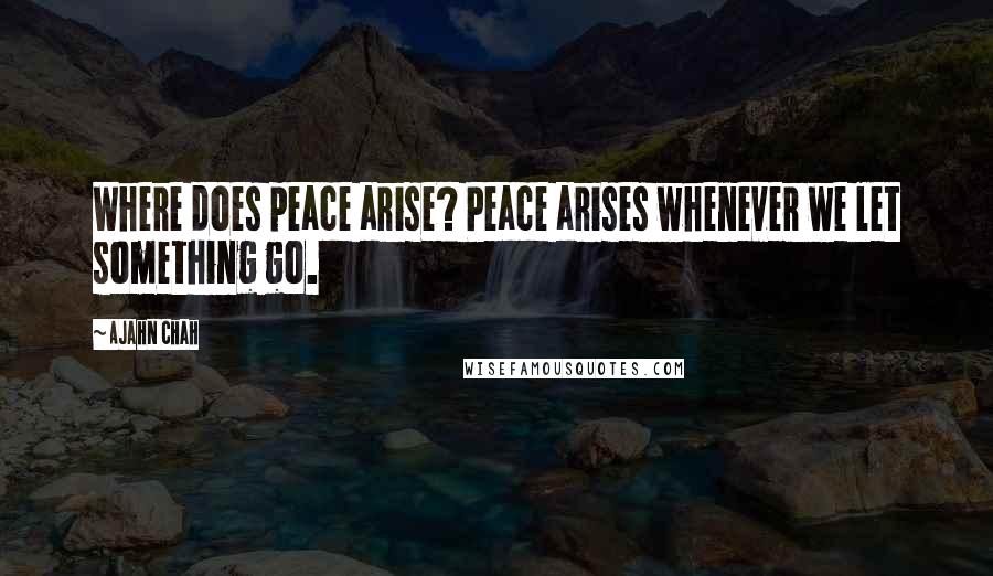Ajahn Chah quotes: Where does peace arise? Peace arises whenever we let something go.