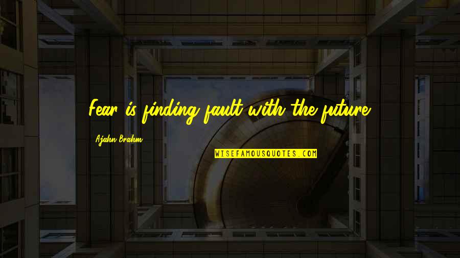 Ajahn Quotes By Ajahn Brahm: Fear is finding fault with the future.