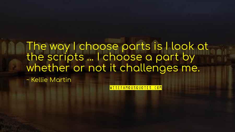 Ajani Mentor Quotes By Kellie Martin: The way I choose parts is I look Ajani Mentor Quotes By Kellie Martin: The way I choose parts is I look