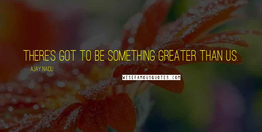 Ajay Naidu quotes: There's got to be something greater than us.