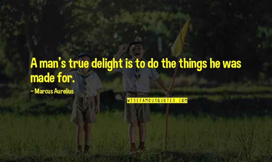 Ajenjo Quotes By Marcus Aurelius: A man's true delight is to do the Ajenjo Quotes By Marcus Aurelius: A man's true delight is to do the