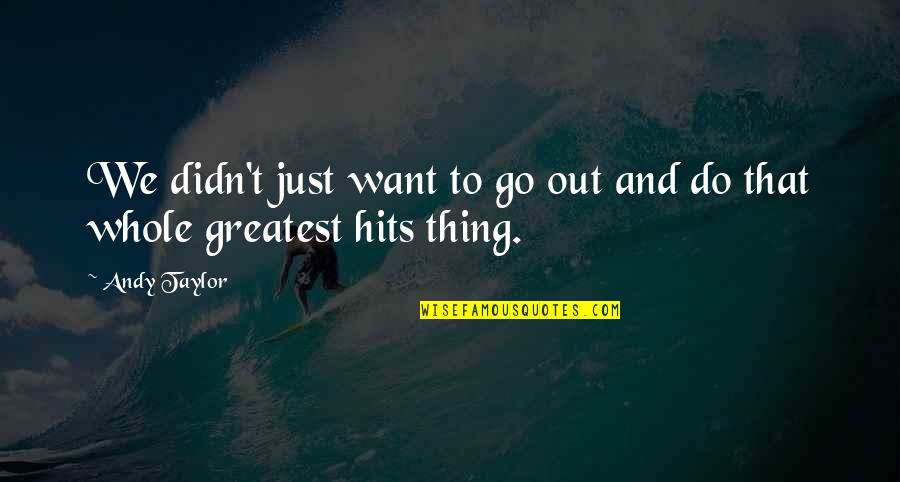 Ajith Fernando Quotes By Andy Taylor: We didn't just want to go out and