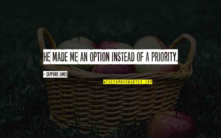 Akabane Catholic Church Quotes By Sapphire James: he made me an option instead of a