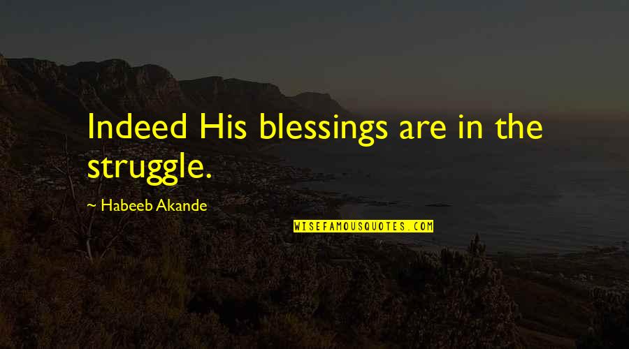 Akande Quotes By Habeeb Akande: Indeed His blessings are in the struggle.