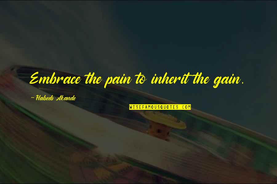 Akande Quotes By Habeeb Akande: Embrace the pain to inherit the gain.
