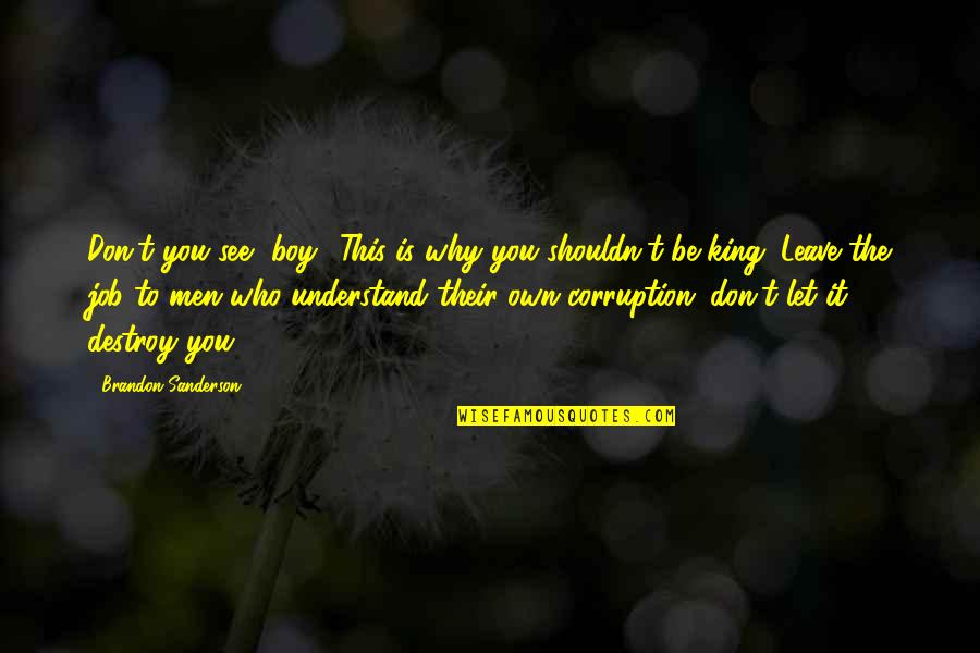 Akarsuyun Debi Quotes By Brandon Sanderson: Don't you see, boy? This is why you