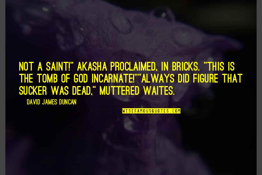 Akasha Quotes By David James Duncan: Not a Saint!" Akasha proclaimed, in bricks. "This