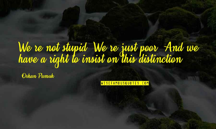 Akaya Oakleaf Quotes By Orhan Pamuk: We're not stupid! We're just poor! And we