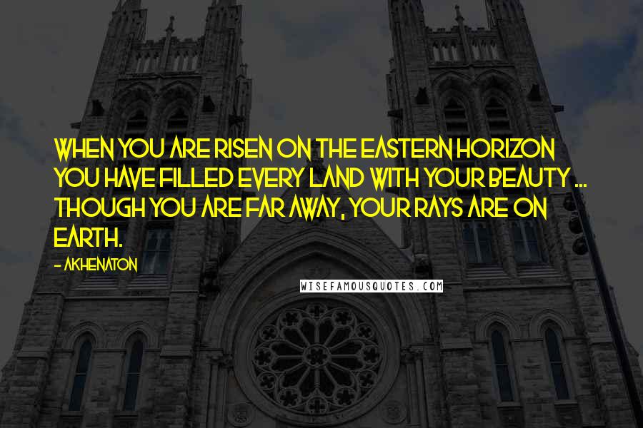 Akhenaton quotes: When you are risen on the eastern horizon You have filled every land with your beauty ... Though you are far away, your rays are on Earth.