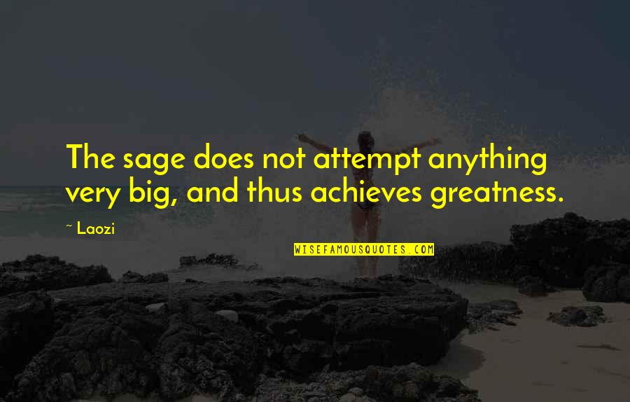 Akhir Quotes By Laozi: The sage does not attempt anything very big,