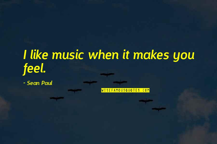 Akil's Quotes By Sean Paul: I like music when it makes you feel.