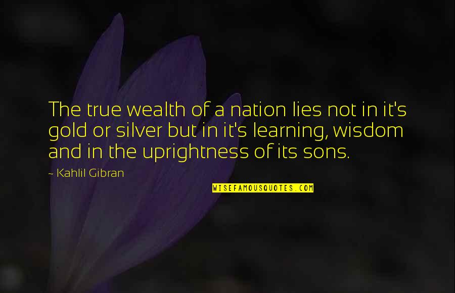 Akinyele Back Quotes By Kahlil Gibran: The true wealth of a nation lies not