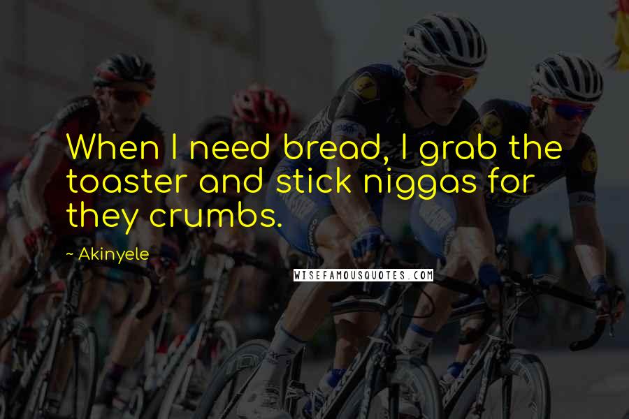 Akinyele quotes: When I need bread, I grab the toaster and stick niggas for they crumbs.