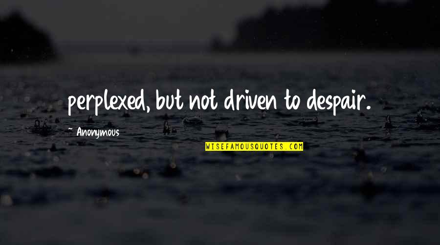 Akrix Quote Quotes By Anonymous: perplexed, but not driven to despair.