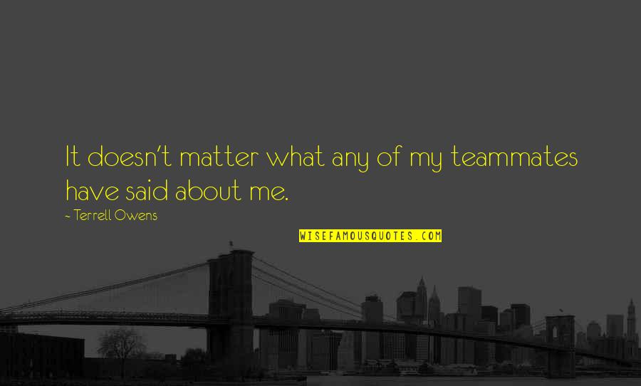 Aksentijevic Pavle Quotes By Terrell Owens: It doesn't matter what any of my teammates Aksentijevic Pavle Quotes By Terrell Owens: It doesn't matter what any of my teammates