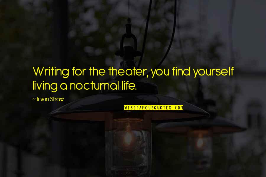 Al Nasser Industrial Enterprises Quotes By Irwin Shaw: Writing for the theater, you find yourself living