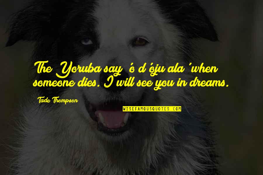 Ala Ala Quotes By Tade Thompson: The Yoruba say 'o d'oju ala' when someone