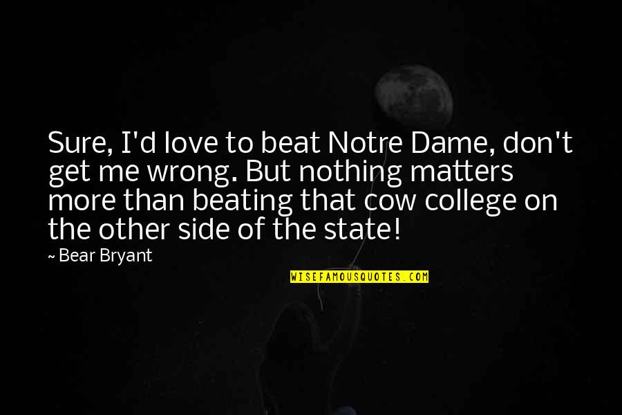 Alabama State Quotes By Bear Bryant: Sure, I'd love to beat Notre Dame, don't