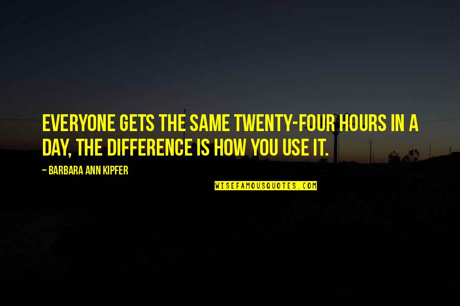 Alaeddin Asna Quotes By Barbara Ann Kipfer: Everyone gets the same twenty-four hours in a Alaeddin Asna Quotes By Barbara Ann Kipfer: Everyone gets the same twenty-four hours in a