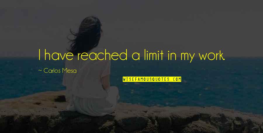 Alafia Elementary Quotes By Carlos Mesa: I have reached a limit in my work.