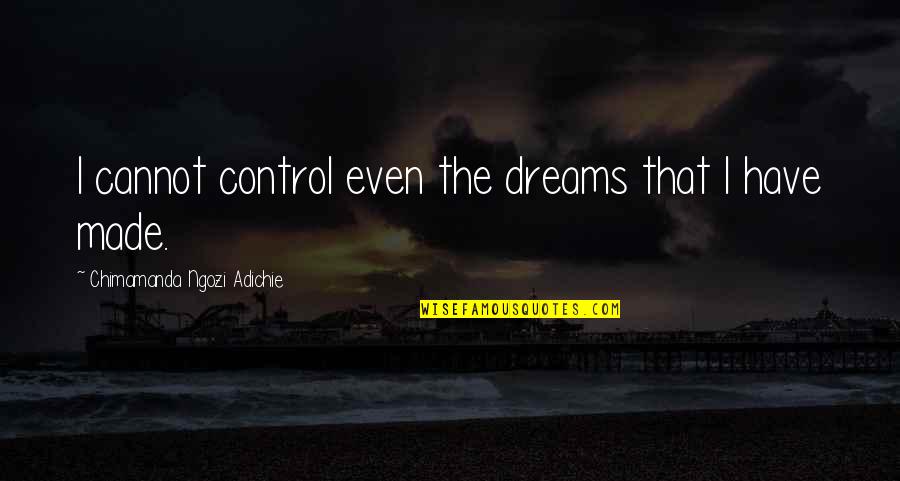 Alagan Dhiren Rajaram Quotes By Chimamanda Ngozi Adichie: I cannot control even the dreams that I