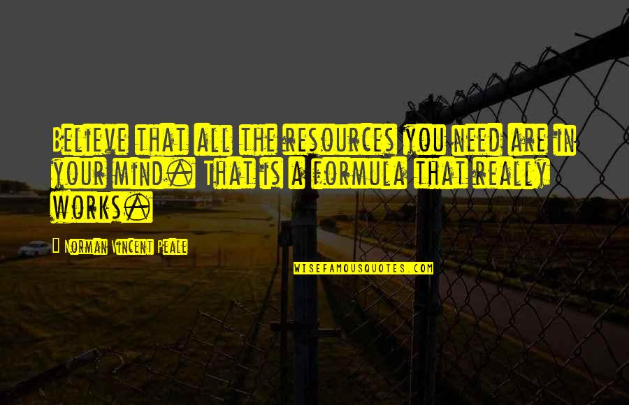 Alai Ender's Game Quotes By Norman Vincent Peale: Believe that all the resources you need are