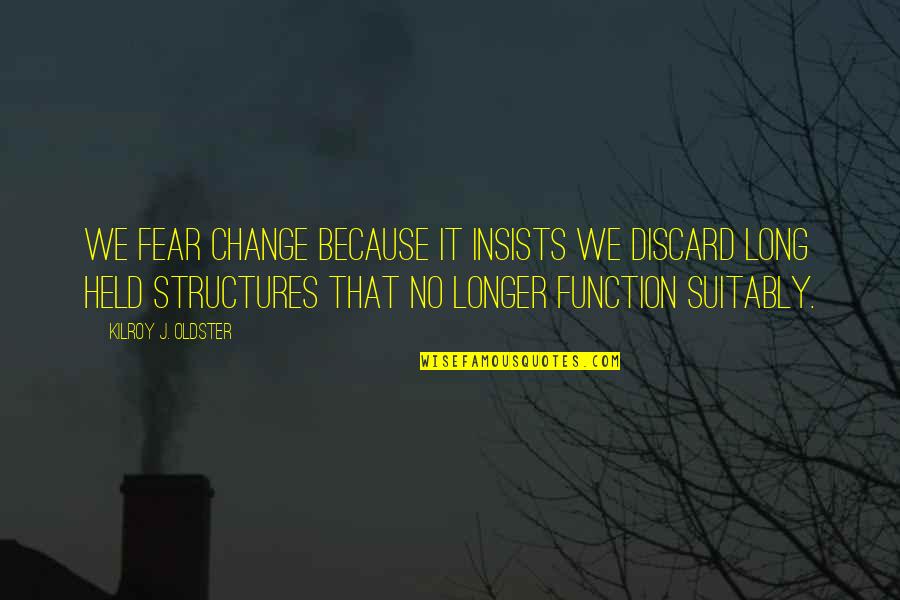 Alain De Botton Consolations Of Philosophy Quotes By Kilroy J. Oldster: We fear change because it insists we discard Alain De Botton Consolations Of Philosophy Quotes By Kilroy J. Oldster: We fear change because it insists we discard