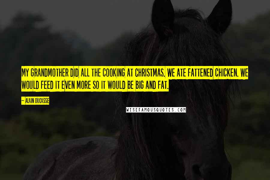 Alain Ducasse quotes: My grandmother did all the cooking at Christmas. We ate fattened chicken. We would feed it even more so it would be big and fat.