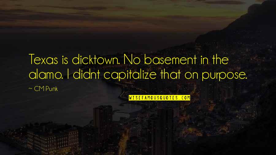 Alamo Quotes By CM Punk: Texas is dicktown. No basement in the alamo.