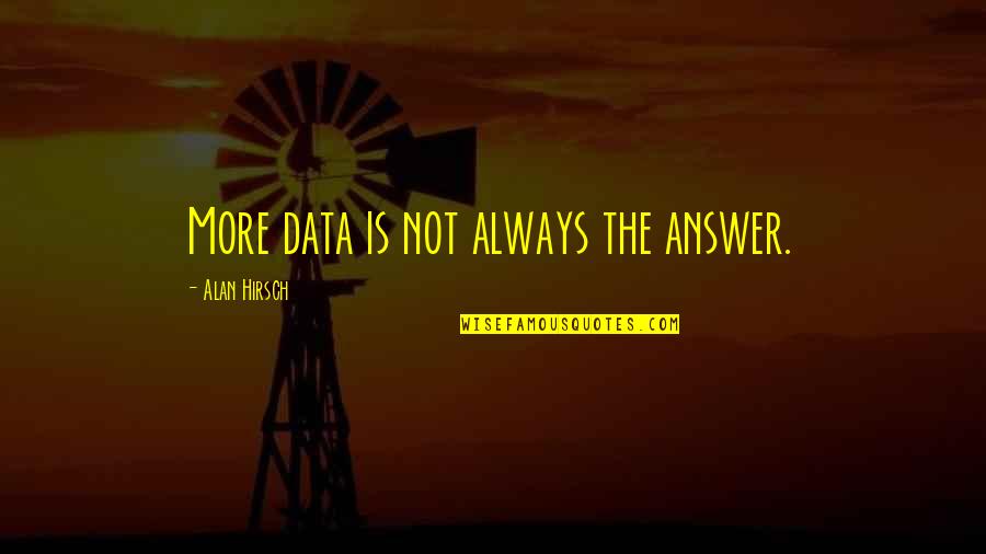 Alan Hirsch Quotes By Alan Hirsch: More data is not always the answer.