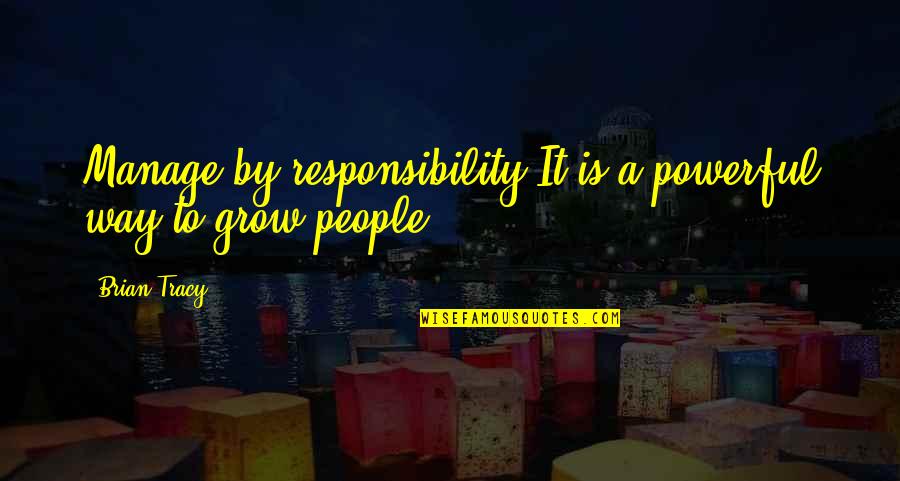 Alan Wolfelt Quotes By Brian Tracy: Manage by responsibility.It is a powerful way to