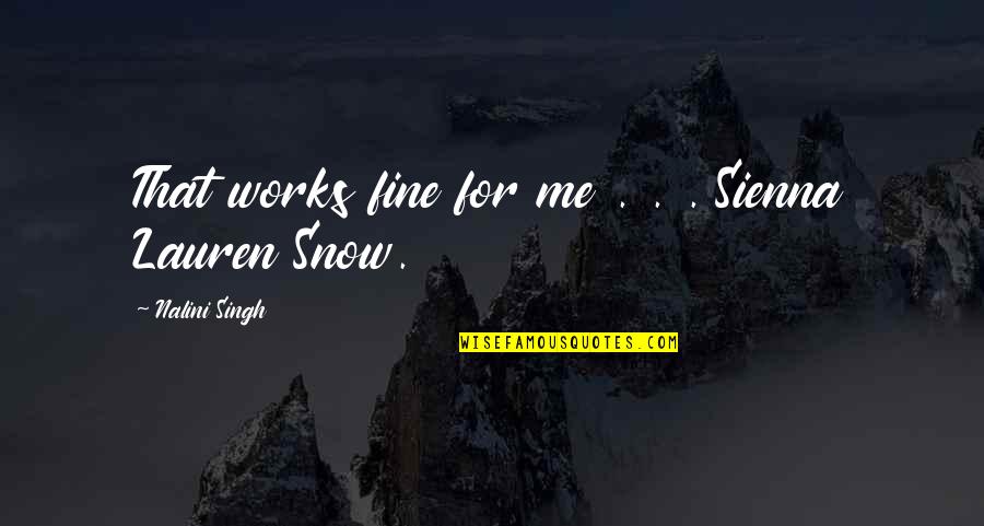 Alangkah Indahnya Quotes By Nalini Singh: That works fine for me . . .
